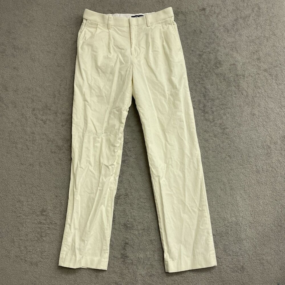 Lands' End Men's 30x31 Cream Khaki Corduroy Pants Classic Fit Flax Waist N0444
